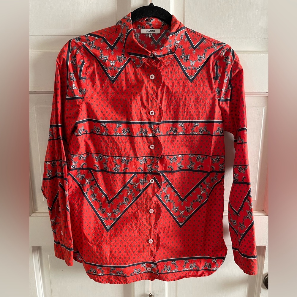 Ganni red vintage blouse